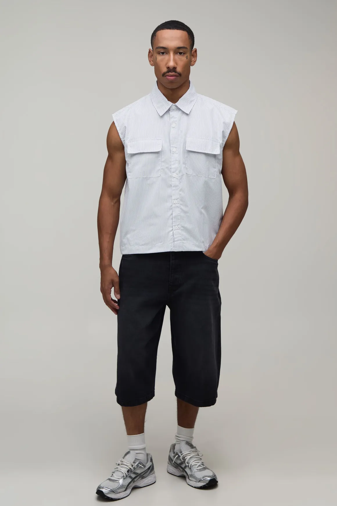 Chemise Sans Manches Oversize À Rayures Coupe Carrée