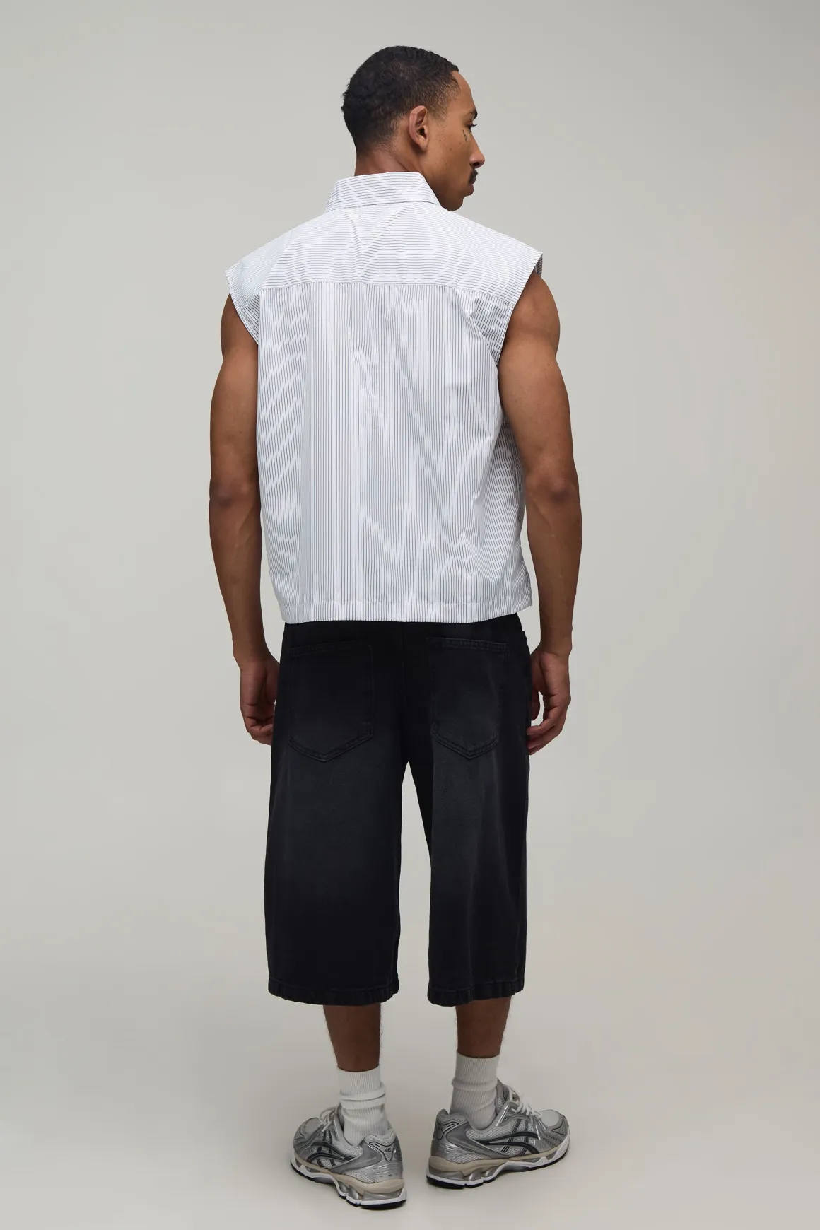 Chemise Sans Manches Oversize À Rayures Coupe Carrée