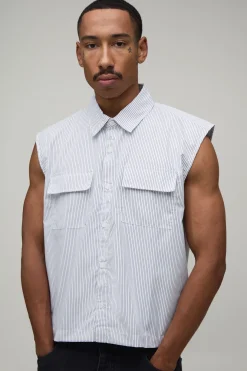 Chemise Sans Manches Oversize À Rayures Coupe Carrée