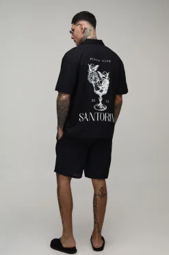 boohooMAN Chemise Santorini Oversized À Manches Courtes Et Short Ample Coupe Tall<Homme Ensembles