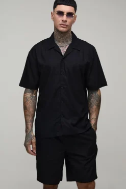boohooMAN Chemise Santorini Oversized À Manches Courtes Et Short Ample Coupe Tall<Homme Ensembles