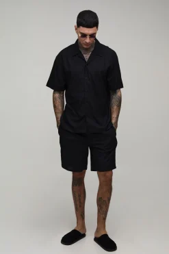 boohooMAN Chemise Santorini Oversized À Manches Courtes Et Short Ample Coupe Tall<Homme Ensembles
