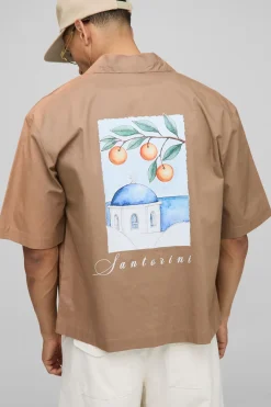 Chemise Santorini Revere oversize à manches mi-longues