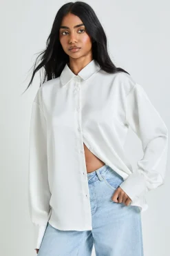 Chemise Satinée À Boutons