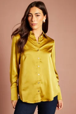 Coast Chemise Satinée À Manches Longues Lisa Tan<Femme Satin Et Dentelle|Tops