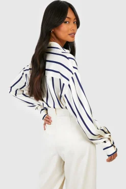 Chemise satin à fines rayures