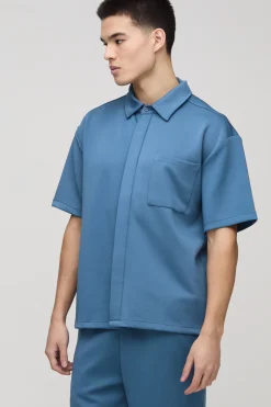 Chemise Scuba surdimensionnée à patte cachée
