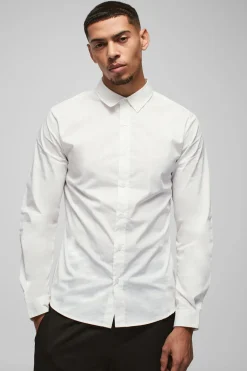 boohooMAN Chemise Slim à manches longues<Homme Chemises
