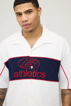 boohooMAN Chemise Sport Gaufré Oversize À Passepoil Courbe<Homme Chemises