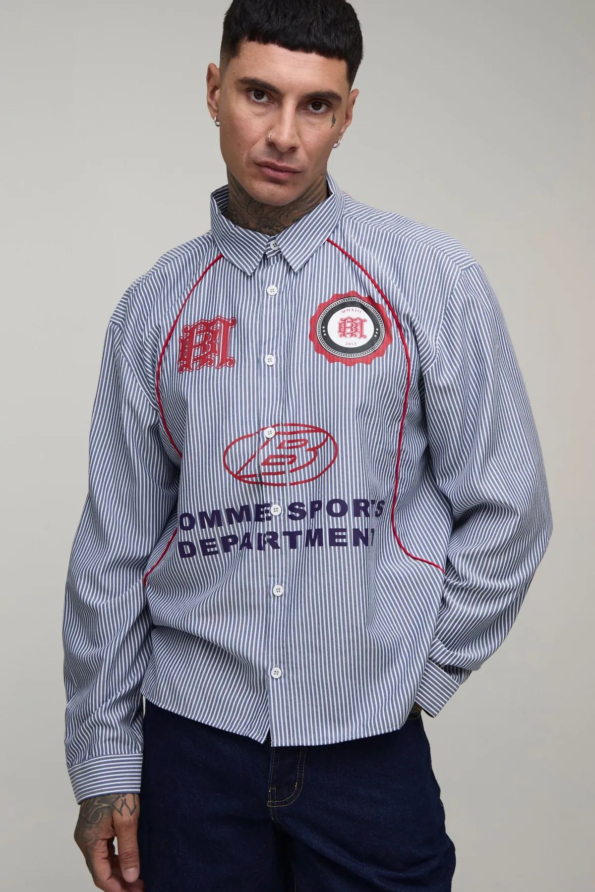 boohooMAN Chemise Sport Haute Oversize Coupe Boxy Avec Passepoil Courbe<Homme Chemises|Tout Afficher
