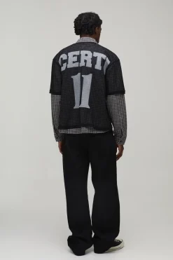 boohooMAN Chemise Sport Oversize Ample À Fausse Superposition<Homme Chemises