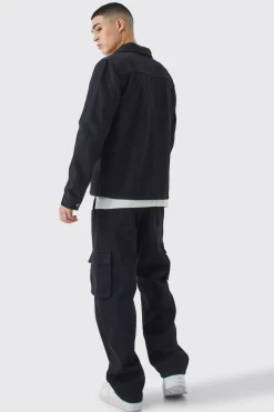 Chemise surchemise cargo en sergé, coupe régulière, et pantalon
