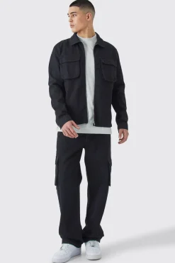 Chemise surchemise cargo en sergé, coupe régulière, et pantalon