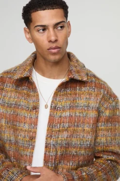 boohooMAN Chemise surchemise à carreaux brossée, coupe régulière et tissu épais<Homme Chemises Grande Taille|Chemises