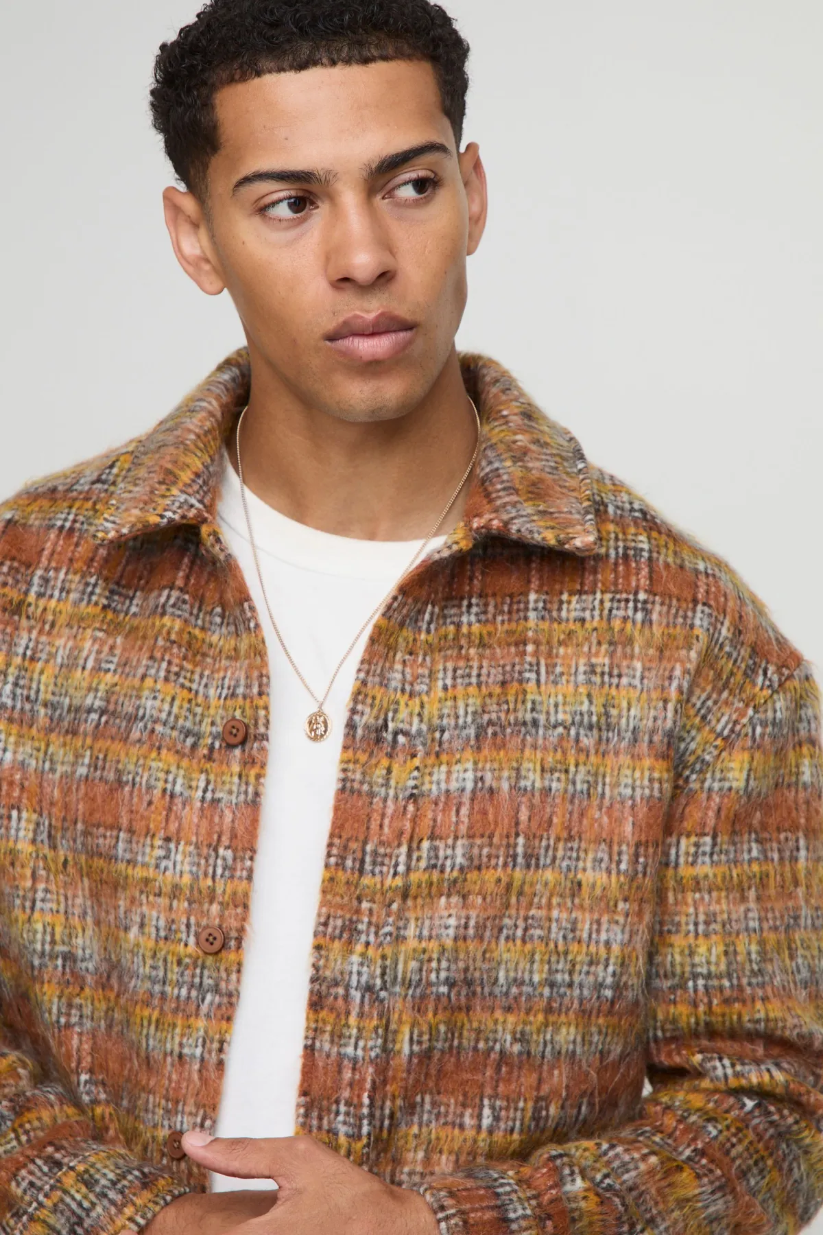 boohooMAN Chemise surchemise à carreaux brossée, coupe régulière et tissu épais<Homme Chemises Grande Taille|Chemises