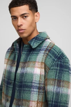 Chemise surchemise à carreaux brossée, coupe regular, en tissu lourd