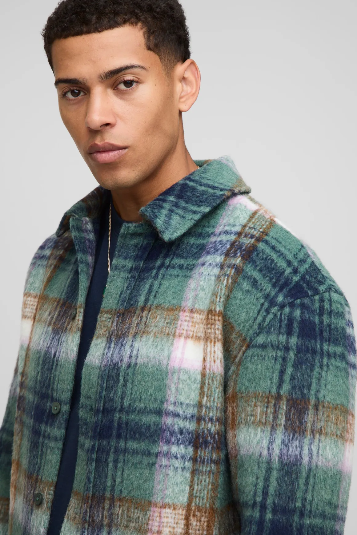 Chemise surchemise à carreaux brossée, coupe regular, en tissu lourd