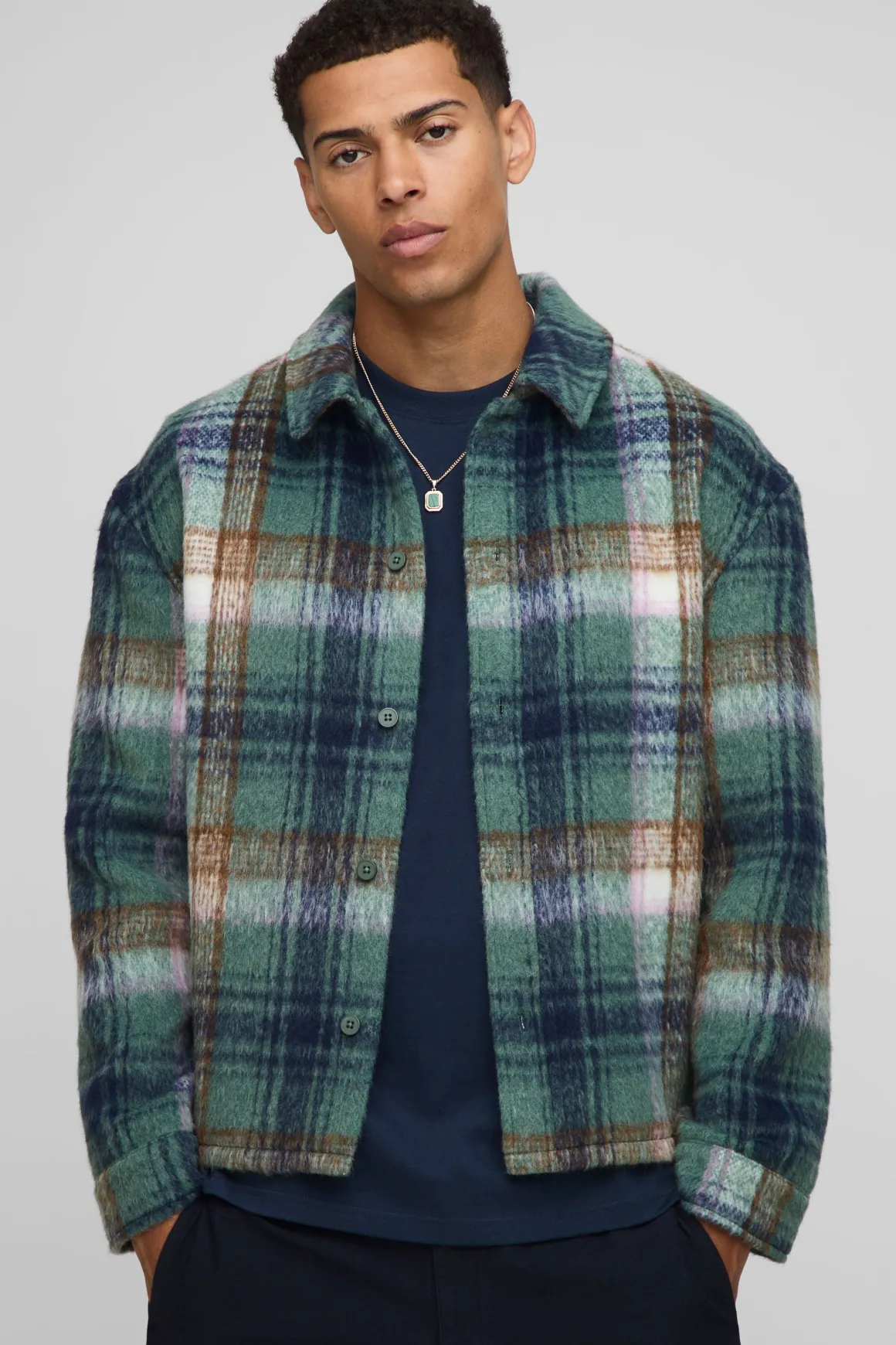 Chemise surchemise à carreaux brossée, coupe regular, en tissu lourd