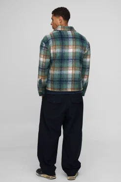 Chemise surchemise à carreaux brossée, coupe regular, en tissu lourd