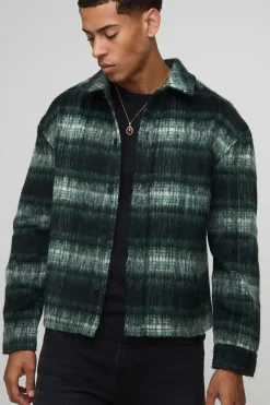 boohooMAN Chemise surchemise à carreaux brossée, coupe régulière en tissu épais<Homme Chemises