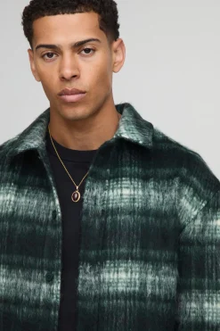 boohooMAN Chemise surchemise à carreaux brossée, coupe régulière en tissu épais<Homme Chemises