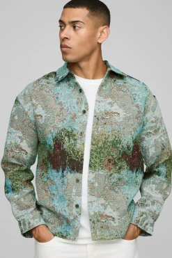boohooMAN Chemise surchemise à motif tapisserie Regular Fit<Homme Chemises