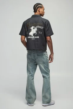 boohooMAN Chemise surdimensionnée à col western, coupe boxy et brodée<Homme Chemises