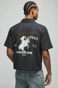 boohooMAN Chemise surdimensionnée à col western, coupe boxy et brodée<Homme Chemises
