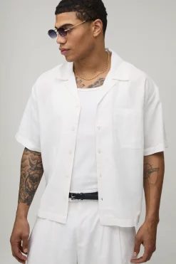 boohooMAN Chemise Surdimensionnée Coupe Boxy Manches Courtes Mélange Lin<Homme Ensembles|Chemises