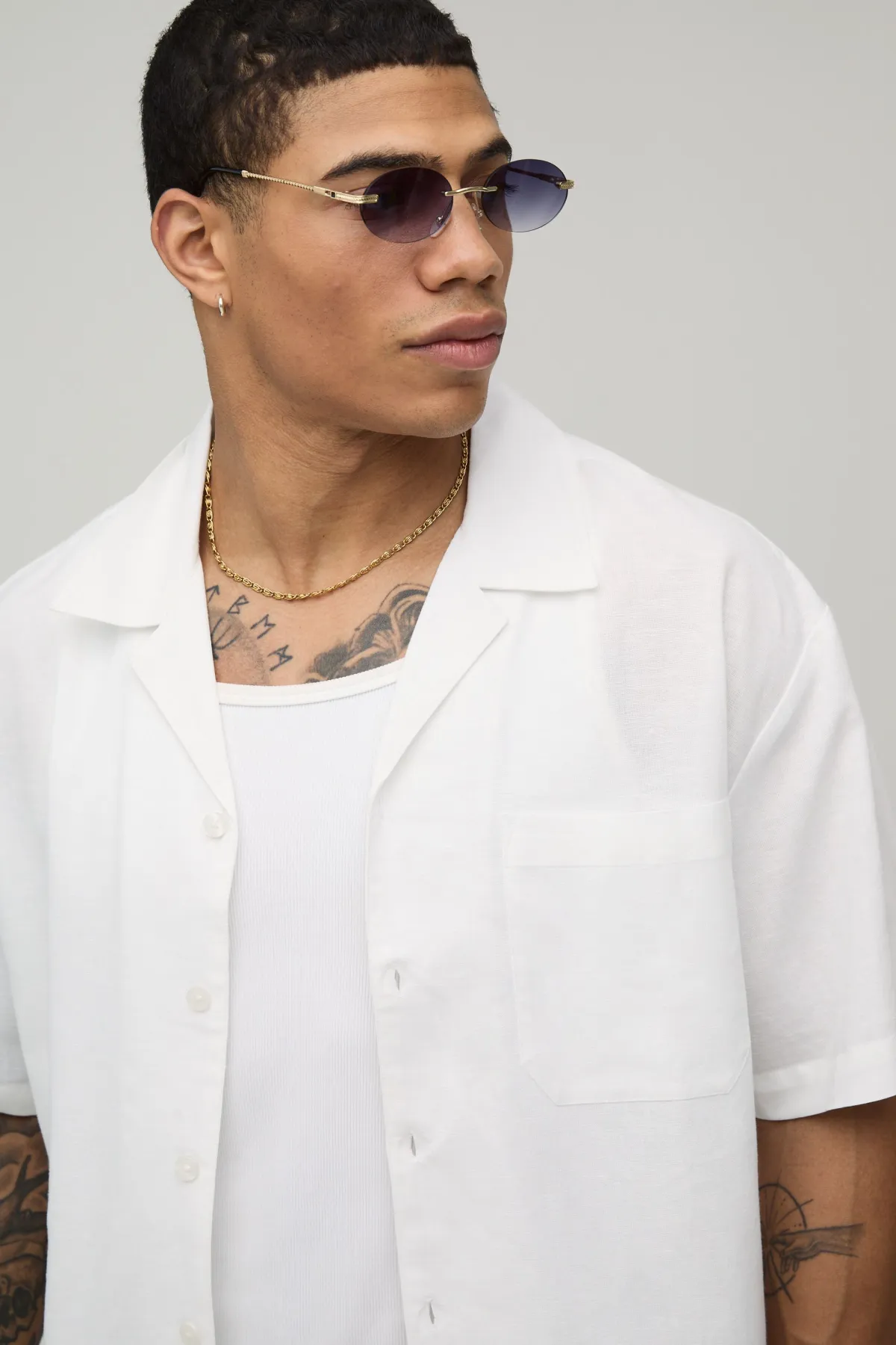 boohooMAN Chemise Surdimensionnée Coupe Boxy Manches Courtes Mélange Lin<Homme Ensembles|Chemises