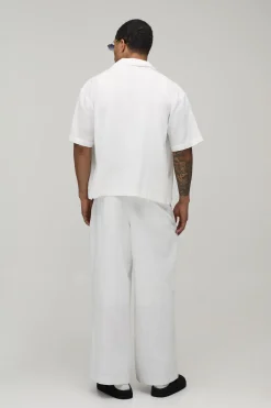 boohooMAN Chemise Surdimensionnée Coupe Boxy Manches Courtes Mélange Lin<Homme Ensembles|Chemises