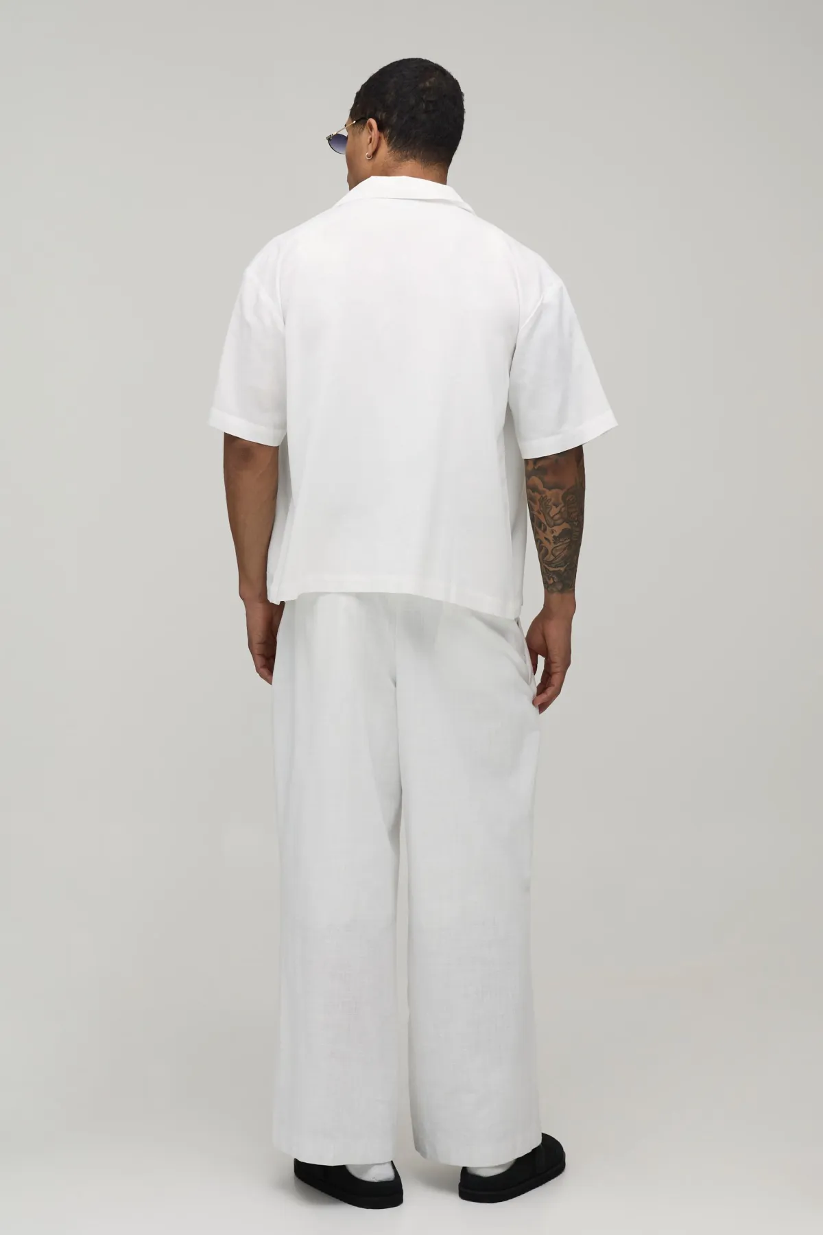 boohooMAN Chemise Surdimensionnée Coupe Boxy Manches Courtes Mélange Lin<Homme Ensembles|Chemises