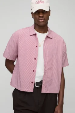 boohooMAN Chemise surdimensionnée à coupe boxy et micro-check avec col<Homme Chemises