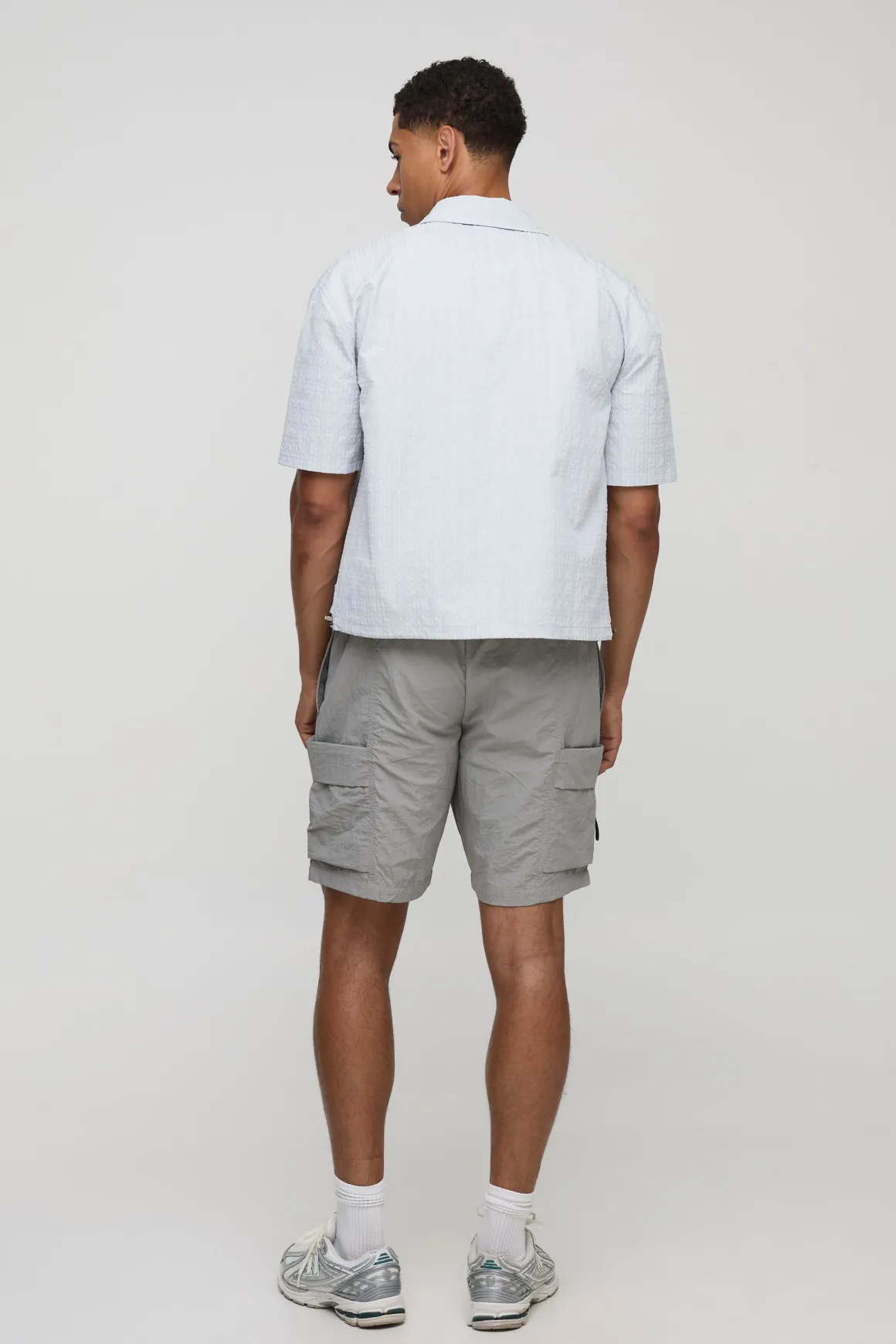 Chemise surdimensionnée, coupe boxy, à carreaux techniques et ourlet élastique Bungee