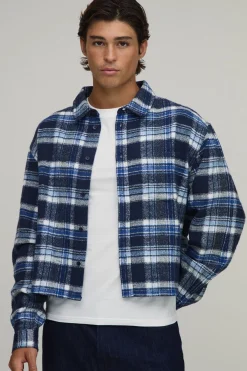 Chemise Surdimensionnée Crop En Flanelle À Manches Longues Essentielle