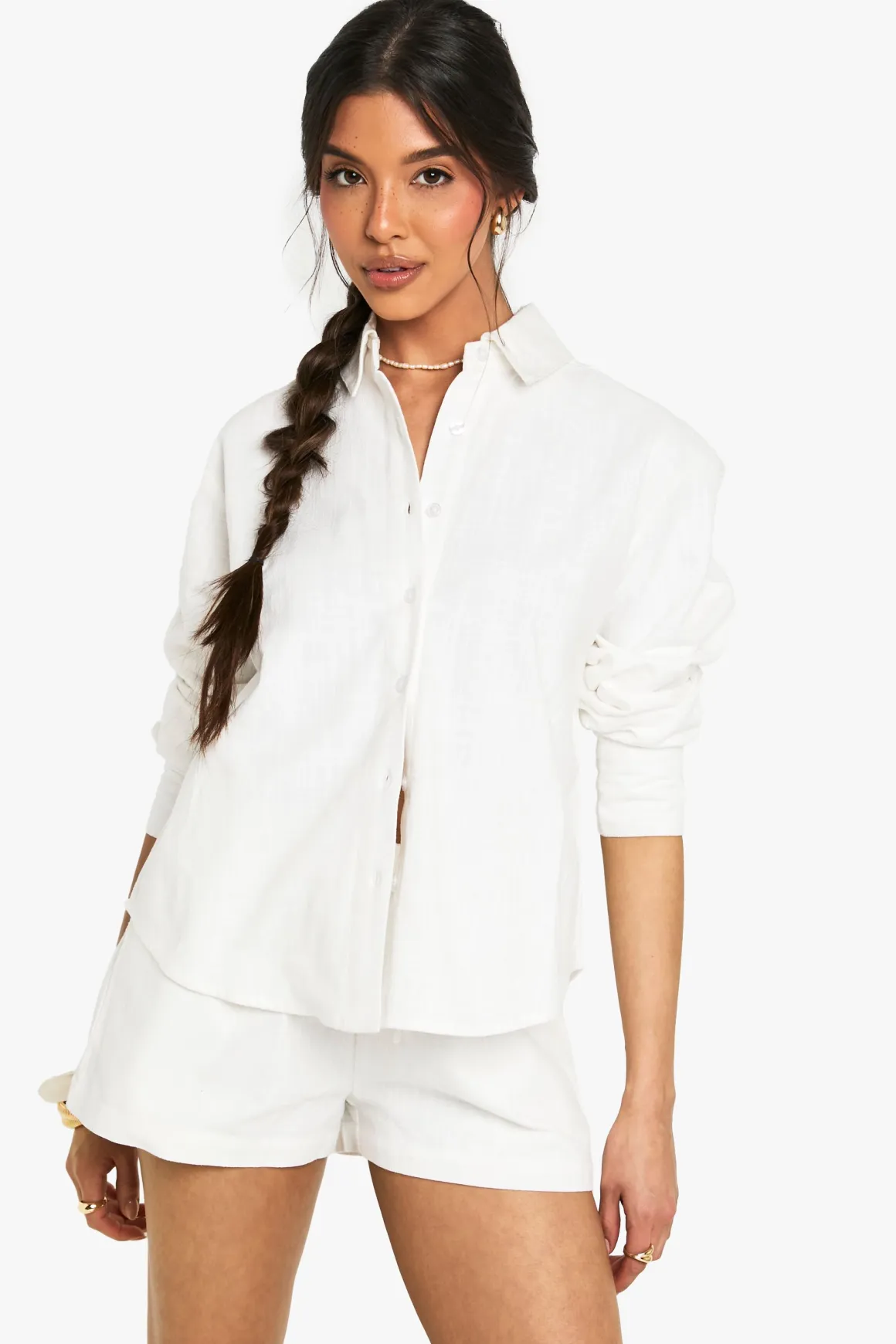 Chemise surdimensionnée en coton effet lin