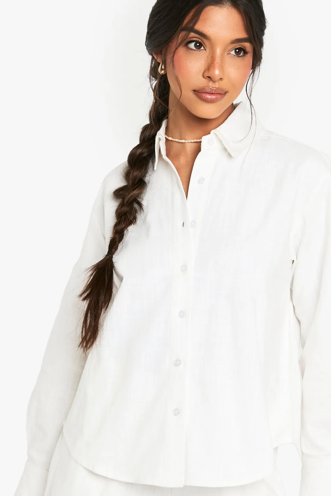 Chemise surdimensionnée en coton effet lin