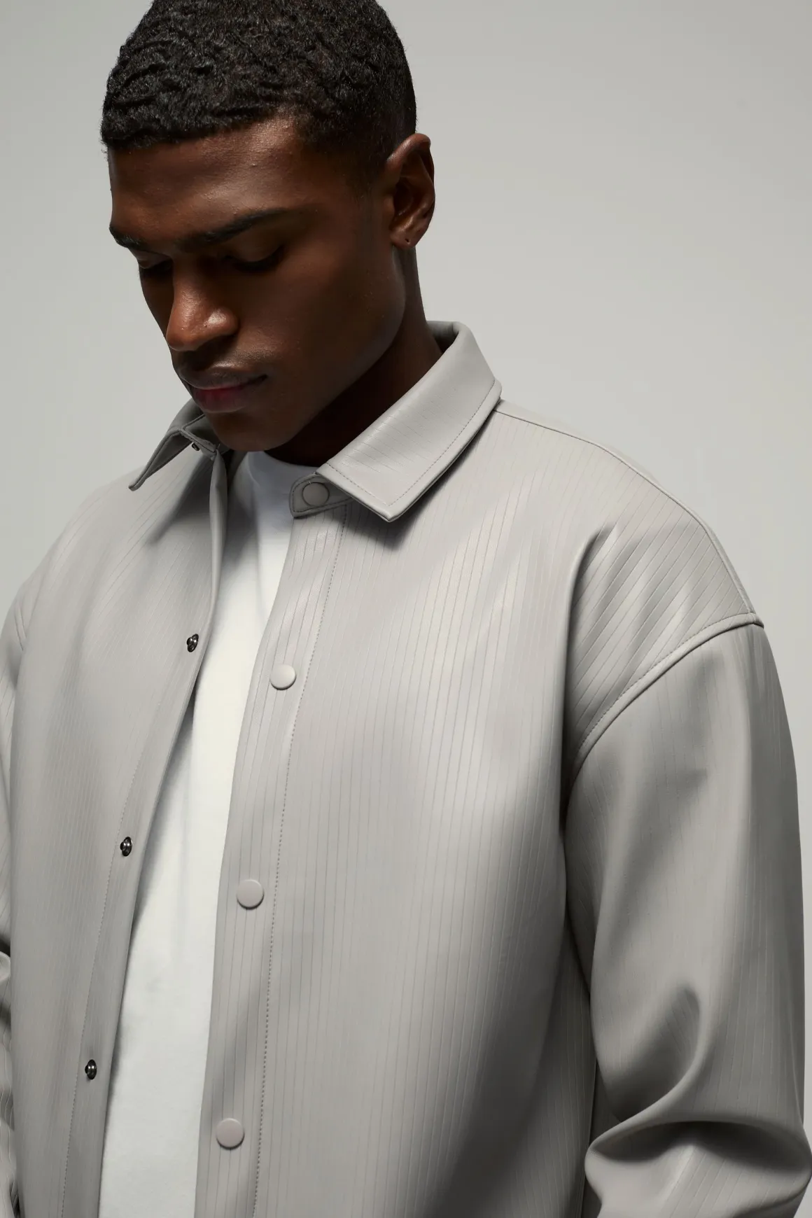 Chemise surdimensionnée en synthétique gaufré
