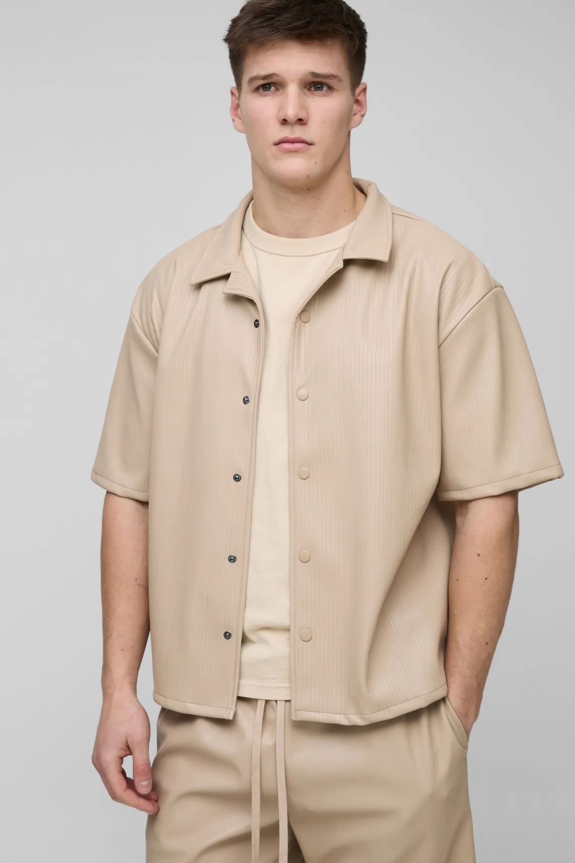 Chemise surdimensionnée en synthétique plissée, style boxy