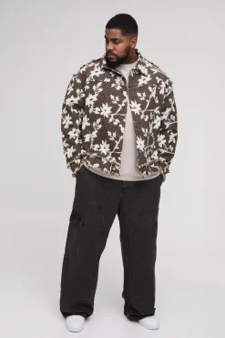 Chemise surdimensionnée en tapisserie florale Plus