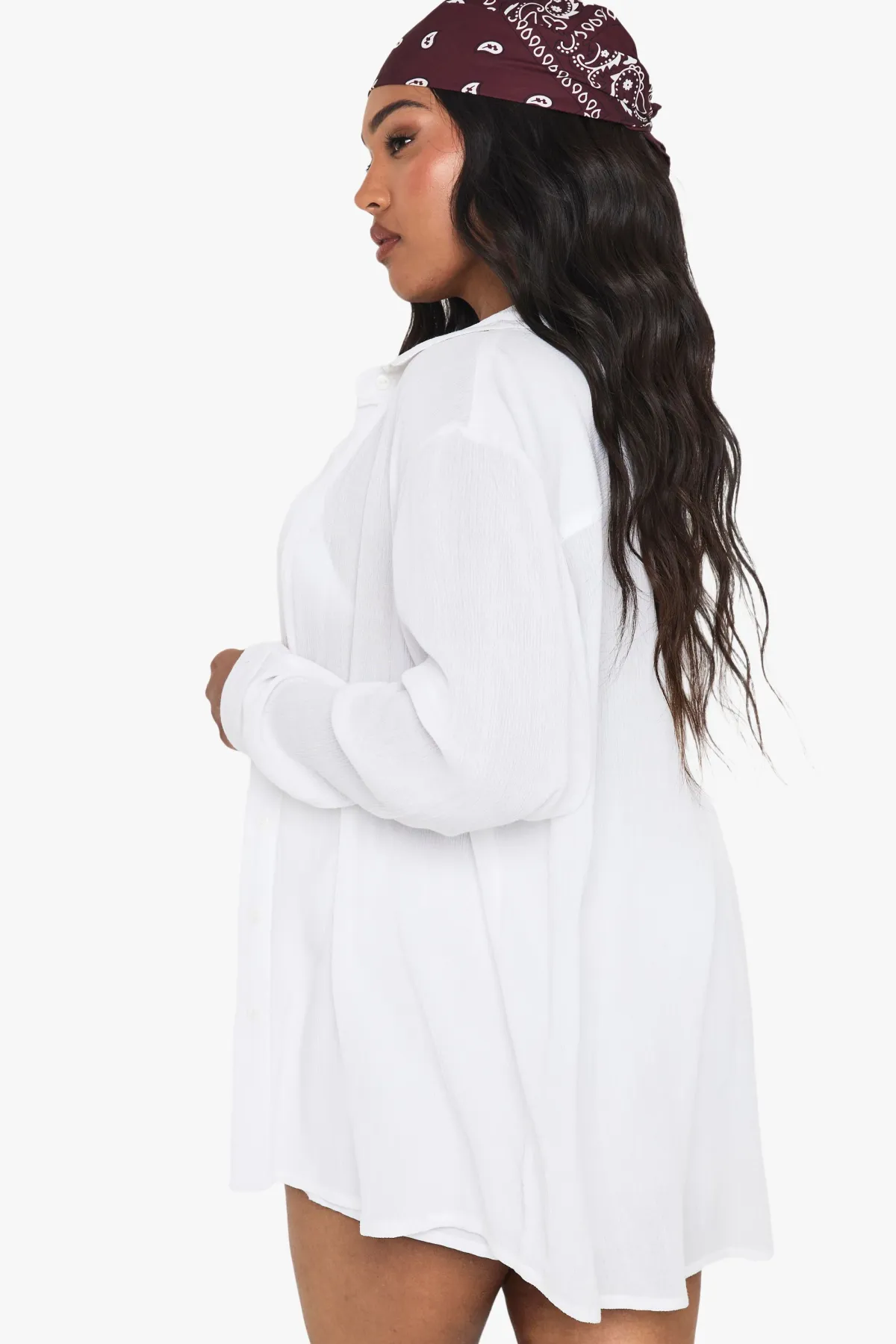boohoo Chemise Surdimensionnée Essentiels Tenue De Plage Grande Taille<Femme Tenues De Plage