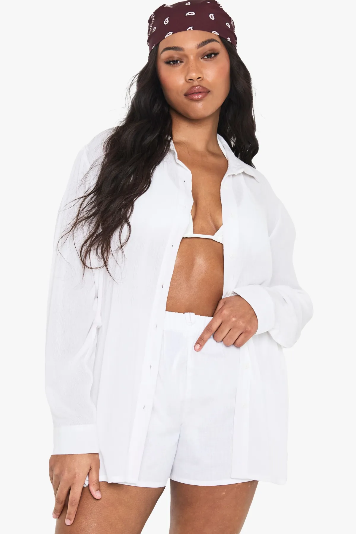 boohoo Chemise Surdimensionnée Essentiels Tenue De Plage Grande Taille<Femme Tenues De Plage