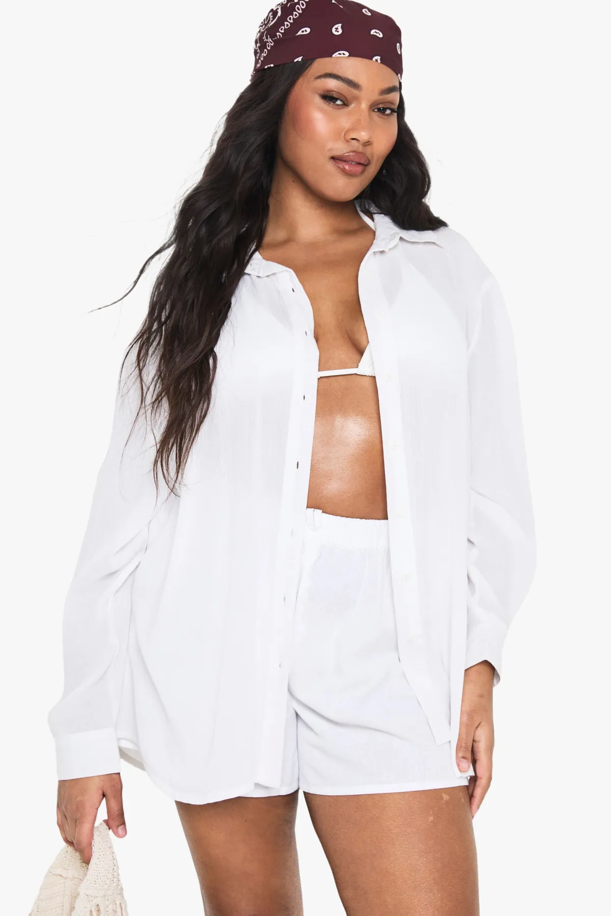 boohoo Chemise Surdimensionnée Essentiels Tenue De Plage Grande Taille<Femme Tenues De Plage