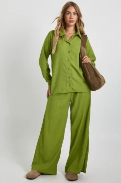 Chemise surdimensionnée froissée & Pantalon droit