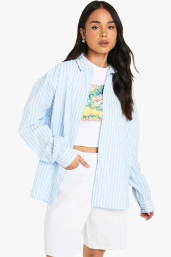 Chemise surdimensionnée à rayures texturées