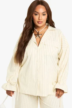 Chemise surdimensionnée à rayures et look lin Plus
