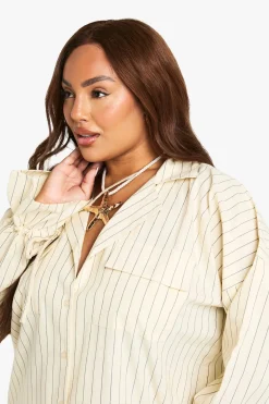 Chemise surdimensionnée à rayures et look lin Plus