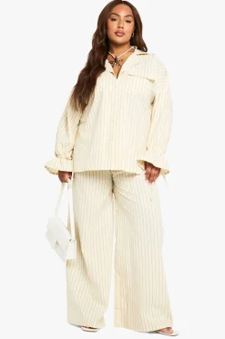 Chemise surdimensionnée à rayures et look lin Plus