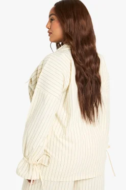 Chemise surdimensionnée à rayures et look lin Plus