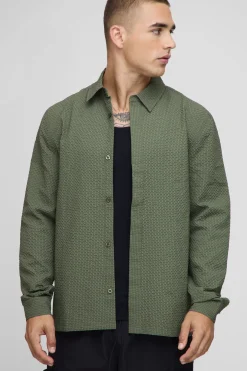 Chemise technique en seersucker à coupe régulière